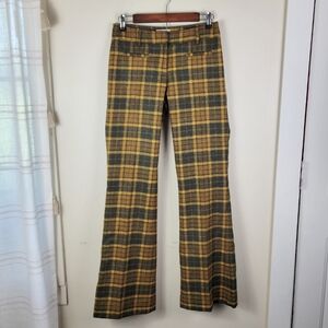 LL Bean Vintage Yellow Brown Plaid Wool Pants